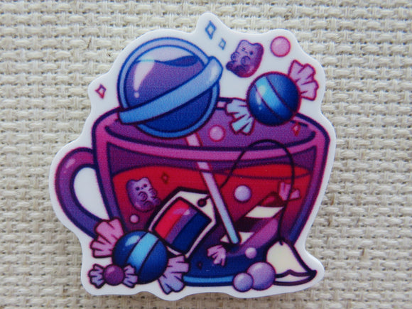 First view of Candy Themed Tea Cup Needle Minder.