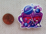 Second view of Candy Themed Tea Cup Needle Minder.