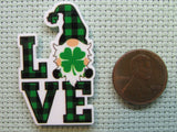 Second view of the St Patrick's Day Love Gnome Needle Minder
