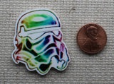 Second view of colorful storm trooper needle minder.