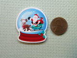 Second view of the Santa In A Snow Globe Needle Minder