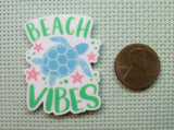 Second view of the Beach Vibes Turtle Needle Minder