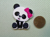 Second view of the Cute Pink Bow Wearing Panda Needle Minder