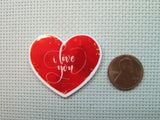 Third view of the I Love You Valentines Heart Needle Minder