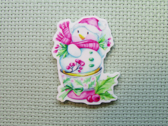 First view of the Beautiful Snowman in a Teacup Needle Minder