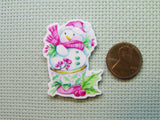 Second view of the Beautiful Snowman in a Teacup Needle Minder