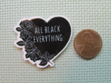 Second view of the All Black Everything Heart Needle Minder