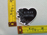 Third view of the All Black Everything Heart Needle Minder