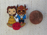 Second view of Beauty and the Beast with a Red Rose Needle Minder.