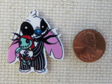 Second view of Stitch Dressed as Jack Holding Scrump Dressed as Sally Needle Minder.