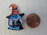 Second view of Stitch is Wearing the Sorting Hat Needle Minder.