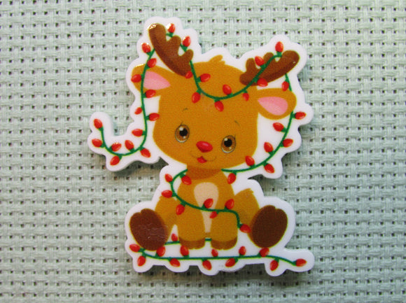 First view of the Cute Reindeer Covered in Lights Needle Minder
