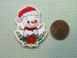 Second view of the Cute Snowman with a Poinsettia Needle Minder