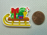 Second view of the Christmas Cactus Decorated Sled Needle Minder