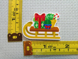 Third view of the Christmas Cactus Decorated Sled Needle Minder