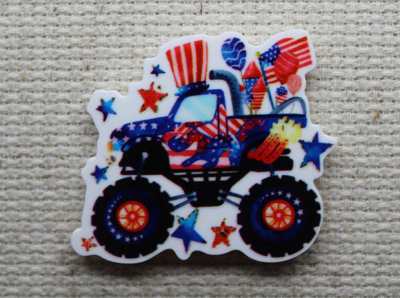 First view of patriotic monster truck needle minder.