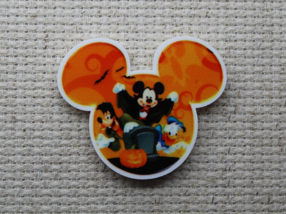 First view of Mickey, Donald and Goofy Halloween Scene Needle Minder.