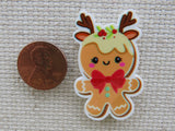 Second view of Reindeer Gingerbread Cookie Needle Minder.