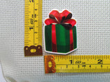 Third view of the Green Christmas Gift Wrapped in a Red Bow Needle Minder