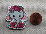 Second view of Elephant with Pink Flowers Needle Minder. 