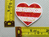 Third view of the Red and White Festive Christmas Heart Needle Minder