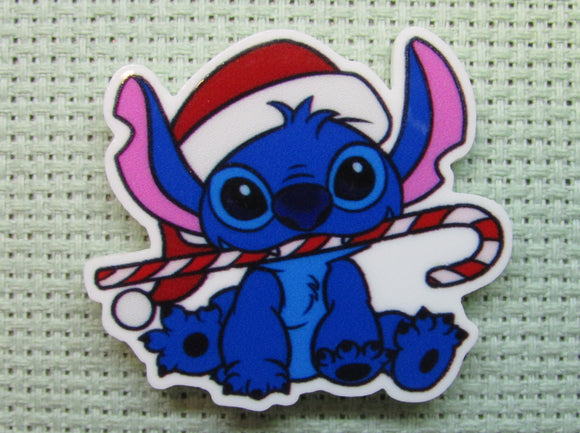 First view of the Christmas Stitch with a Candy Cane Needle Minder