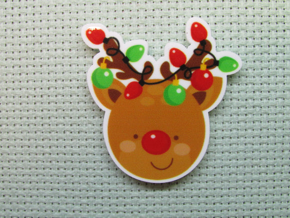 First view of the Reindeer with Christmas Light Antlers Needle Minder