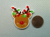 Second view of the Reindeer with Christmas Light Antlers Needle Minder