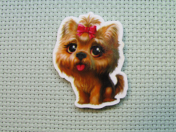 First view of the Cute Dog with a Bow in it's Hair Needle Minder
