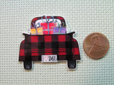 Second view of the Plaid Christmas Truck with Gifts Needle Minder