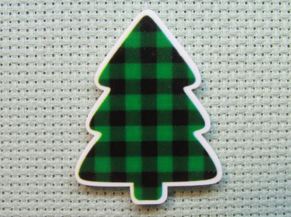 First view of the Green and Black Plaid Christmas Tree Needle Minder