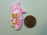 Second view of the Piglet Holding a Bear Needle Minder