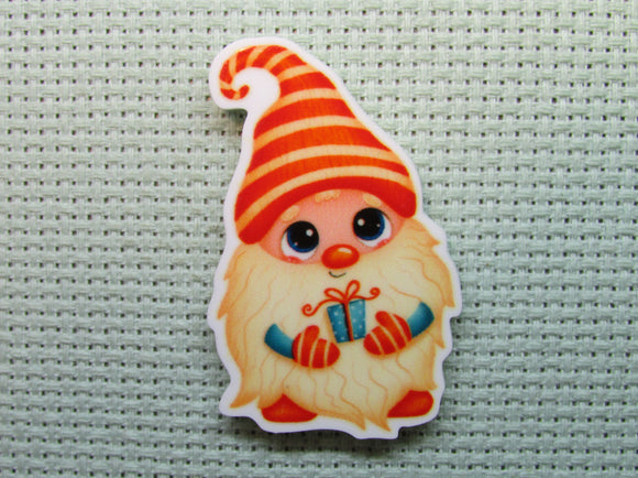 First view of the Cute Candy Cane Gift Giving Gnome Needle Minder