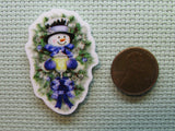 Second view of the Adorable Blue Snowman Needle Minder