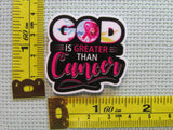 Third view of the God is Greater Than Cancer Needle Minder