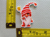 Third view of the Christmas Candy Cane Star Gnome Needle Minder