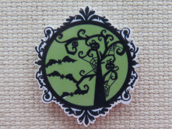 First view of Spooky Green Halloween Scene Needle Minder,.