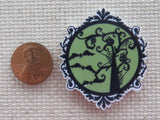 Second view ofSpooky Green Halloween Scene Needle Minder,.