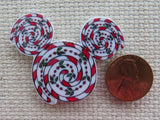 Second view of Red and White Candy Cane Swirl Mouse Ears Needle Minder.