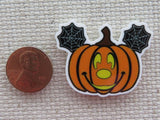 Second view of Jack O Lantern with Spider Wed Mickey Ears Needle Minder.