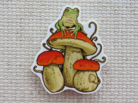 First view of  Frog Siting on Toadstools Needle Minder.