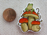 Second view of  Frog Siting on Toadstools Needle Minder.