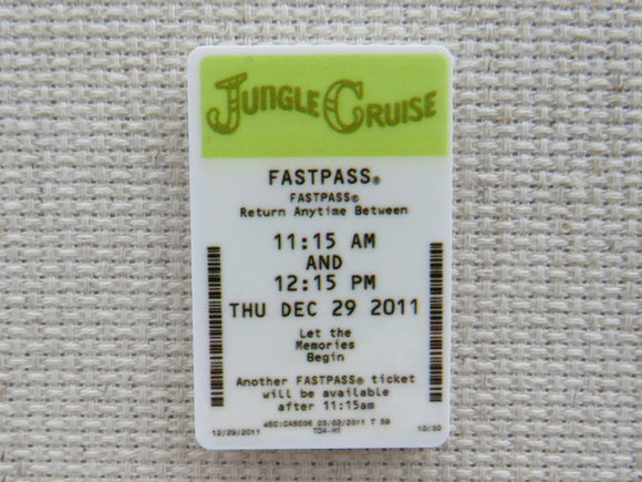 First view of Fast Pass Ticket for Jungle Cruise Needle Minder.