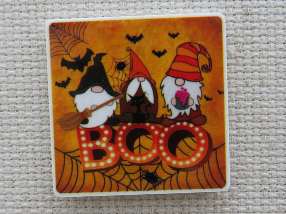 First view of a trio of Halloween gnomes Needle Minder.