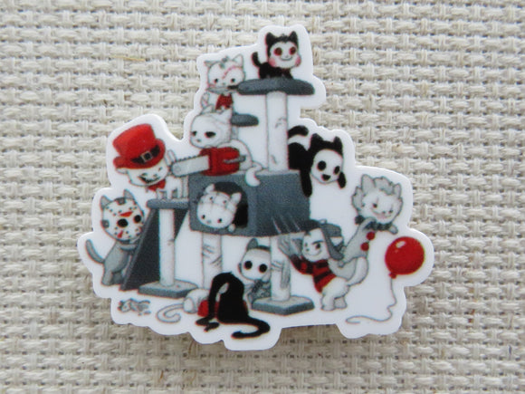 First view of Horror Show Kittens Playing on a Cat Tree Needle Minder.