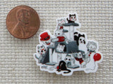 Second view of Horror Show Kittens Playing on a Cat Tree Needle Minder.
