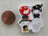 Second view of Four Girl Unicorn Friends Dressed Up for Halloween Needle Minder.