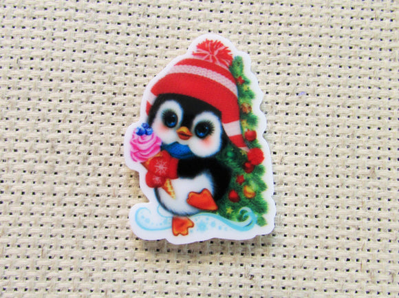 First view of the Christmas Penguin Needle Minder