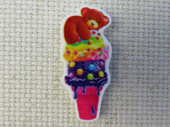 First view of Brown Bear on an Ice Cream Cone Needle Minder.