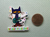 Second view of the Because it's All Good Black Singing Cat Needle Minder